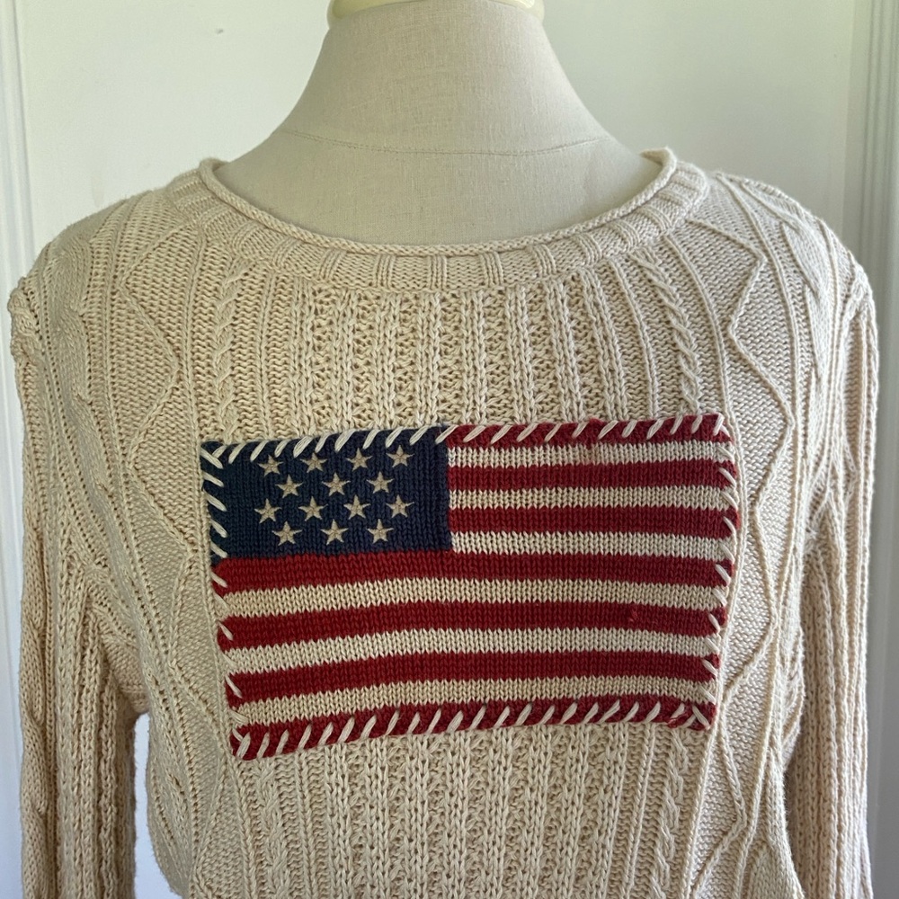 Ralph Lauren Beige Sweater with Flag Design